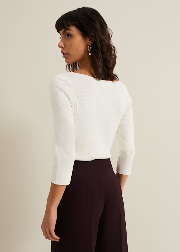 Tannah Ribbed Slash Neck Top