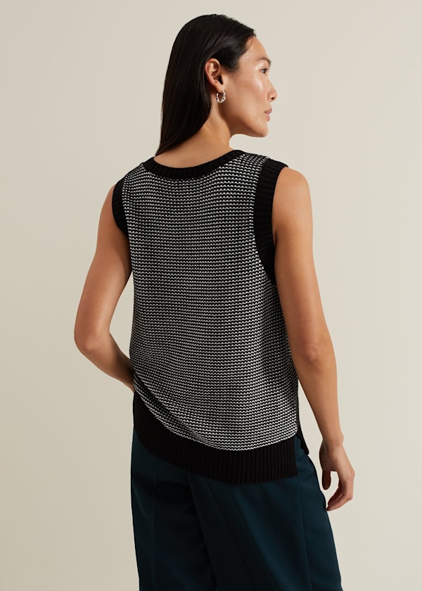 Zoe Tweed Knit Black Tank