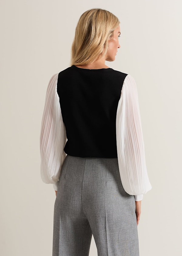 Maple V Neck Woven Sleeve Jumper