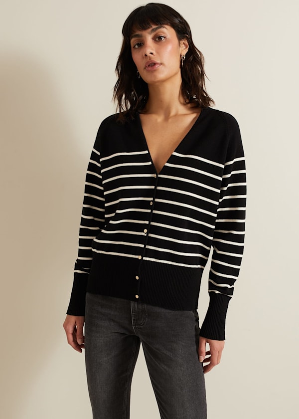 Nina V Neck Stripe Cardigan