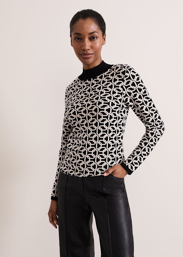 Callie Chain Jacquard Fitted Top