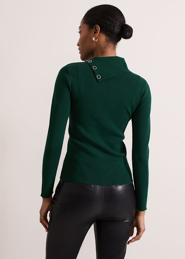 Regina Popper Collar Ribbed Top