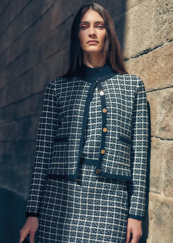 Tiffany Shimmer Check Cardigan