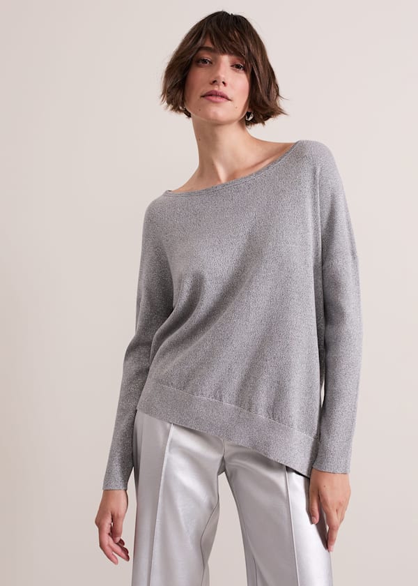 Sofia Silver Lurex Asymetric Jumper