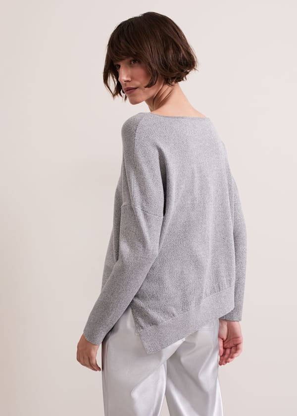 Sofia Silver Shimmer Asymetric Jumper