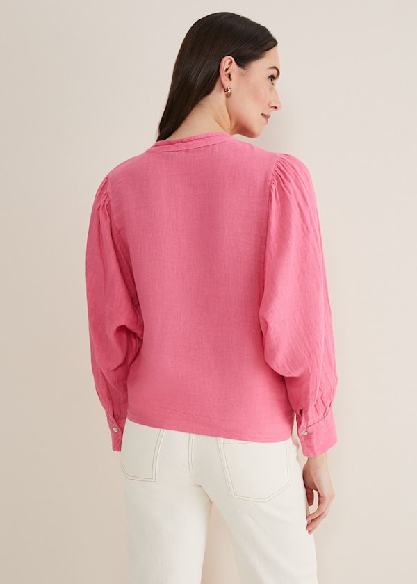 Raelynn Tie Front Linen Blouse