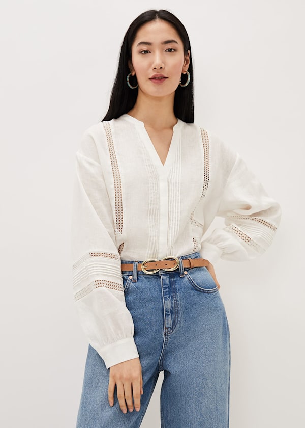Ada White Lace Insert Blouse