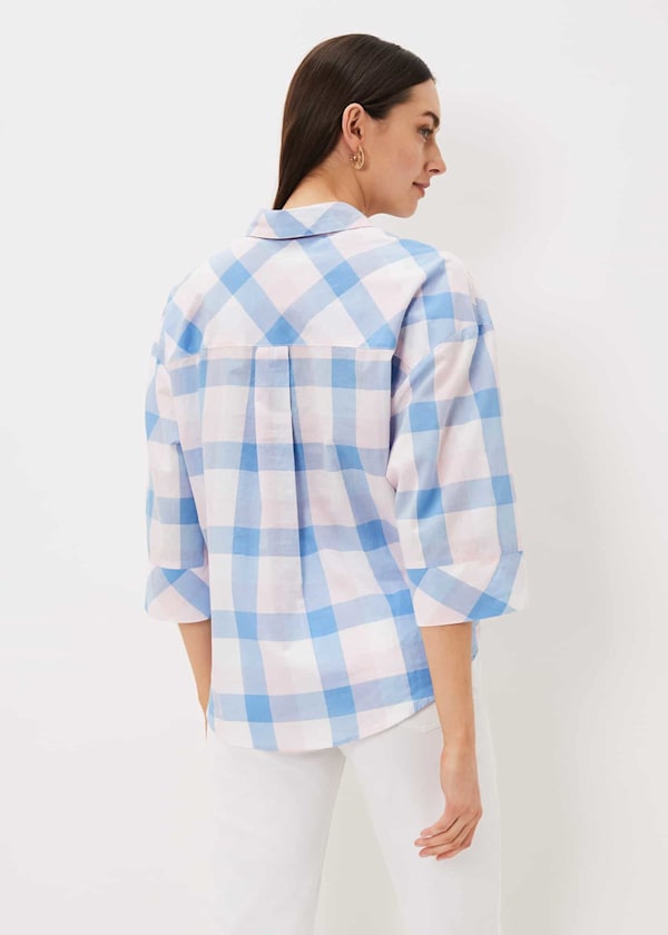 Della Gingham Tie Front Blouse