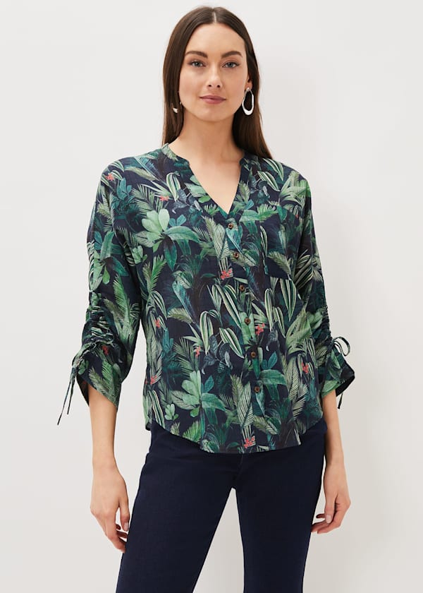 Ellyn Cotton Tropical Print Blouse