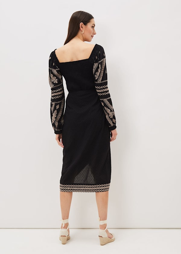Debby Shirred Embroidered Blouse