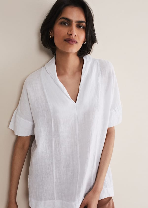 Carita V-Neck Linen Blouse