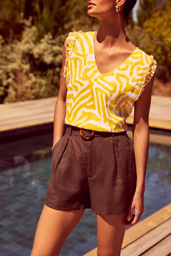 Syona Printed Linen Blouse