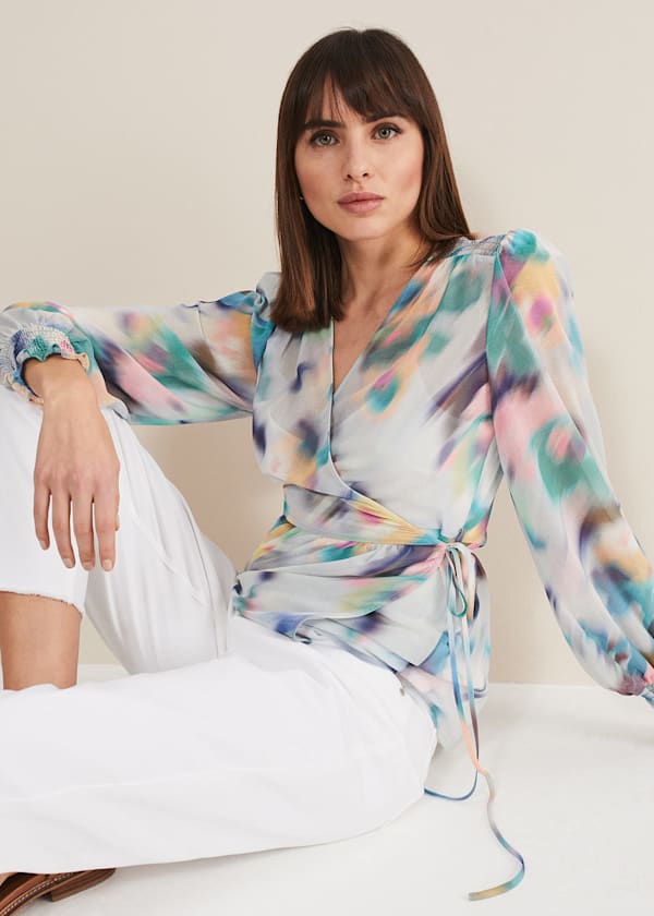 Sonya Printed Wrap Blouse