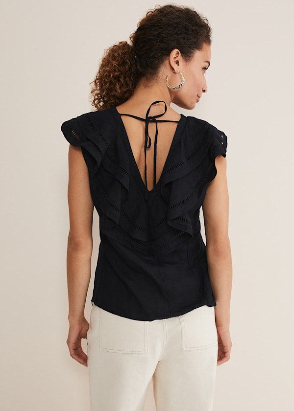 Rosey Linen Ruffle Blouse