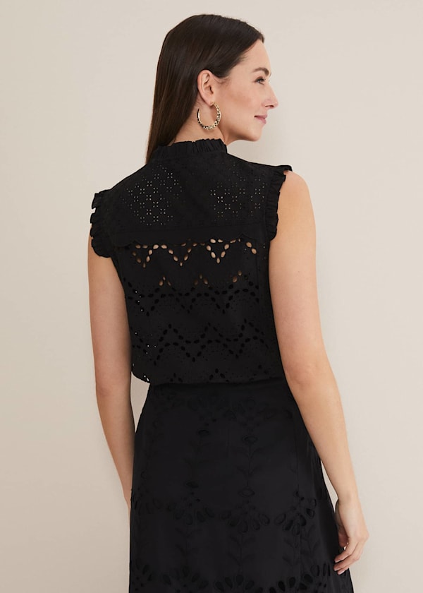Mollie Broderie Sleeveless Blouse