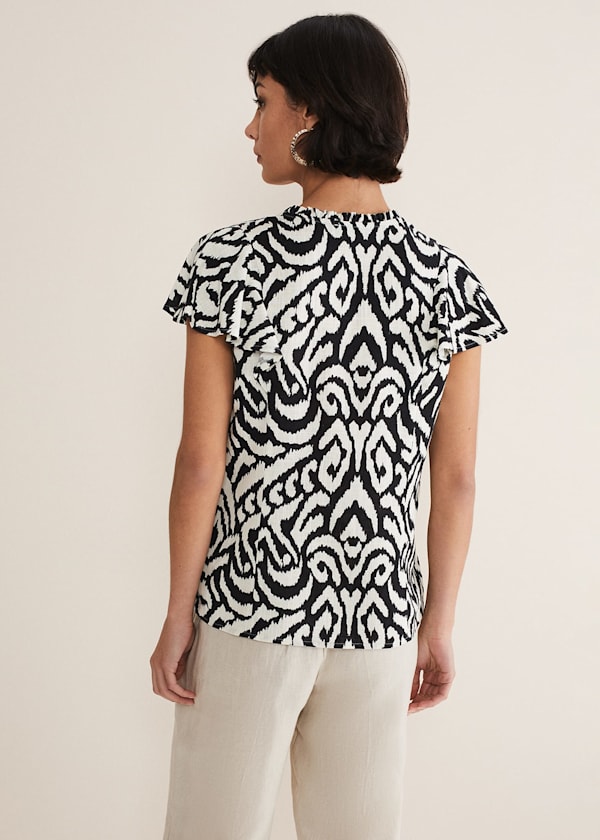 Dalia Ikat Ruffle Top
