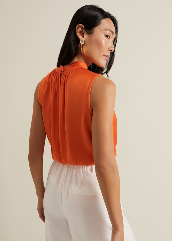 Lizza Orange High Neck Top
