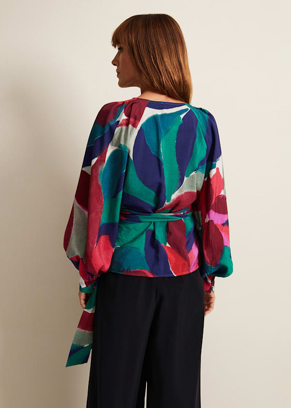 Shalni Abstract Floral Wrap Top