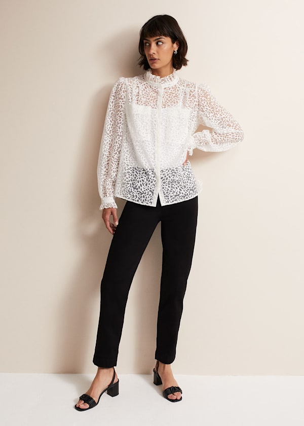 Astella Ruffle Burnout Blouse