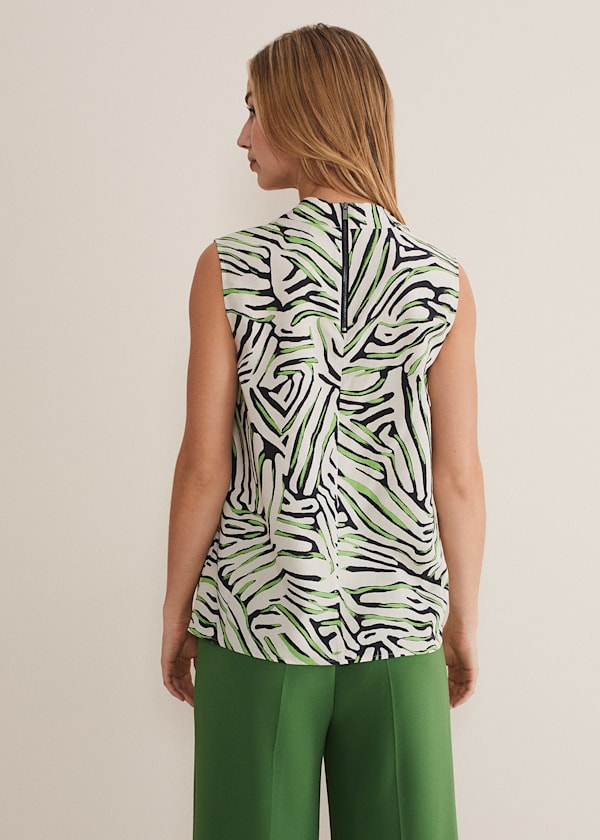 Paulette Zebra Print Cowl Neck Blouse