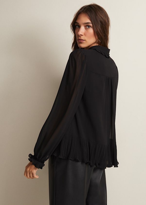 April Black Ruffle Blouse