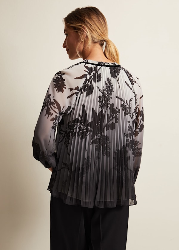 Nayla Shadow Floral Pleat Top