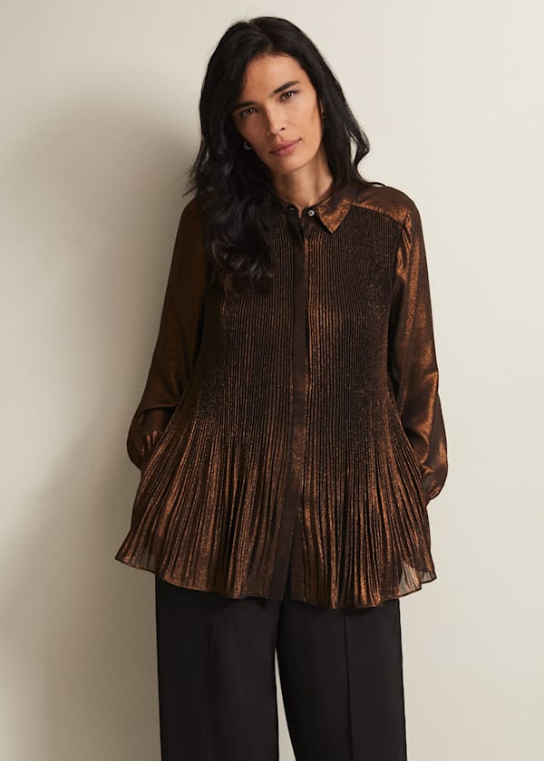 Faye Foil Pleated Blouse