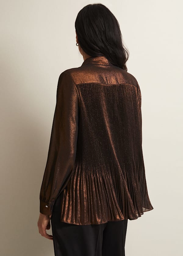 Faye Foil Pleated Blouse