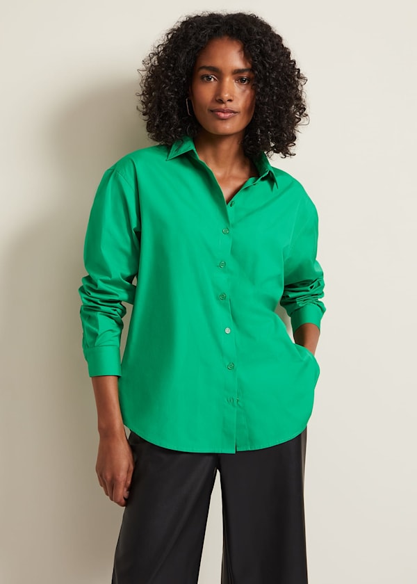 Green Cotton Oversized Shirt