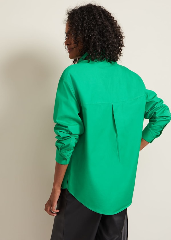Green Cotton Oversized Shirt