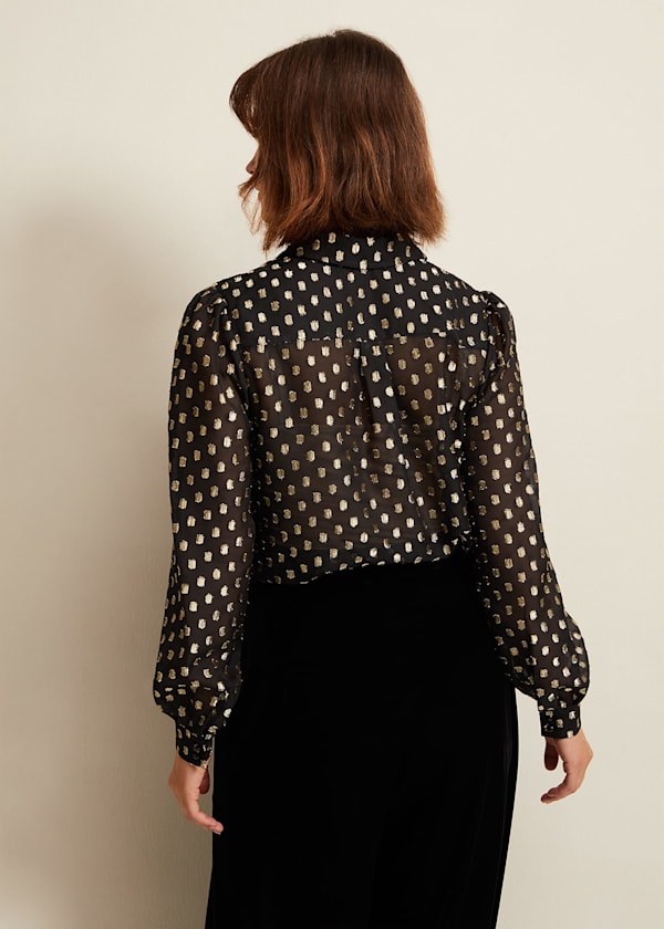 Tate Spot Jacquard Blouse