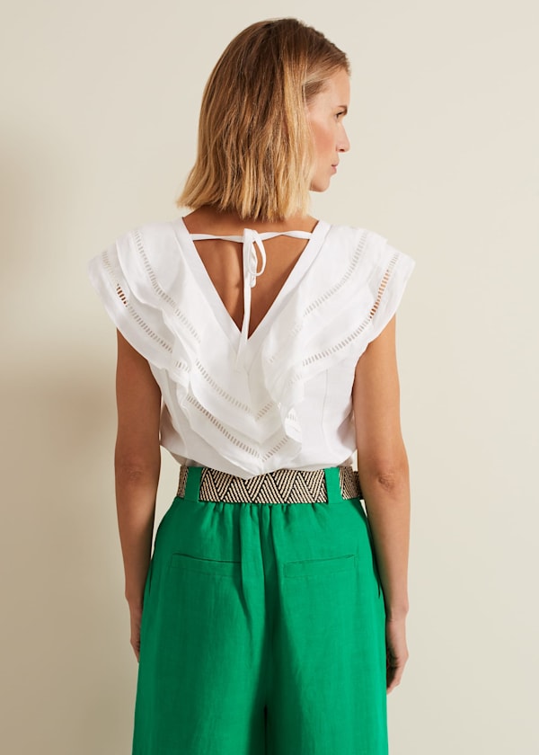 Rosey Linen Ruffle Top