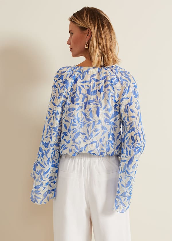Simi Leaf Print Filcoupe Blouse