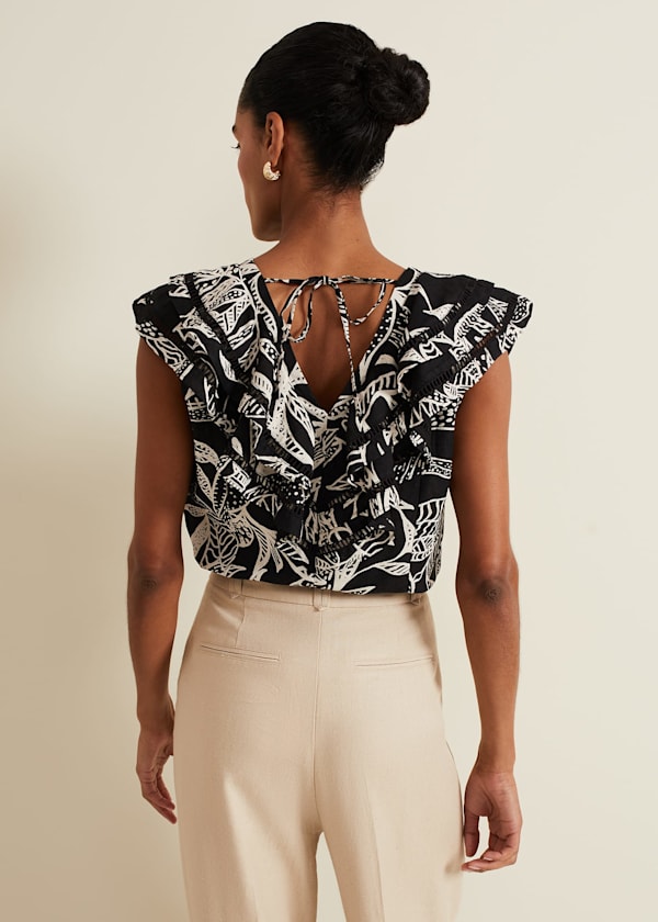 Rosey Linen Ruffle Top