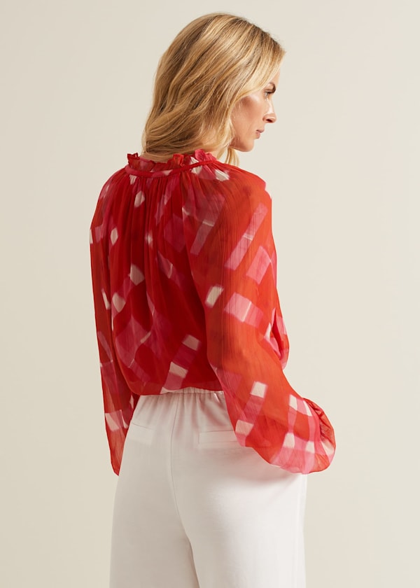 Megan Check Print Blouse