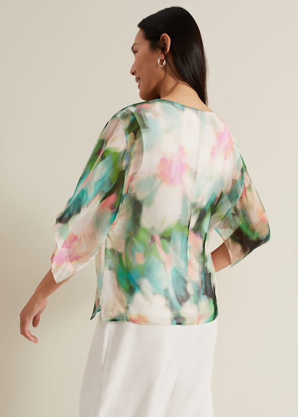 Ava Blurred Floral Silk Blouse