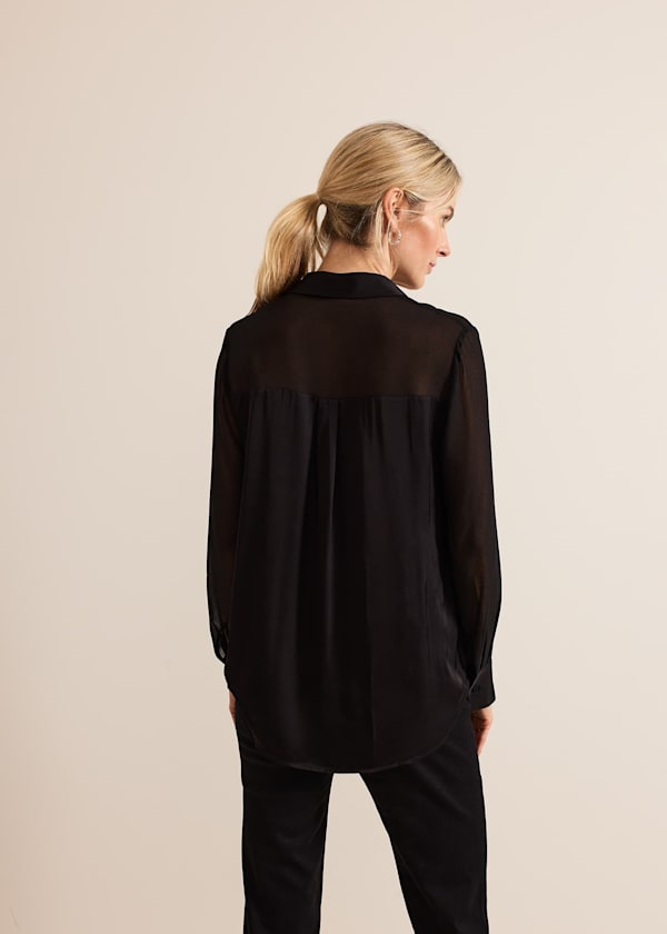 Inessa Mixed Media Satin Shirt