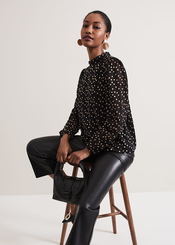 Jacey Spot Jacquard Blouse