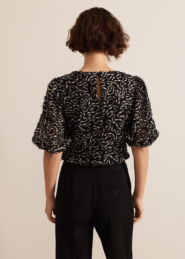 Ariella Textured Blouson Sleeve Top