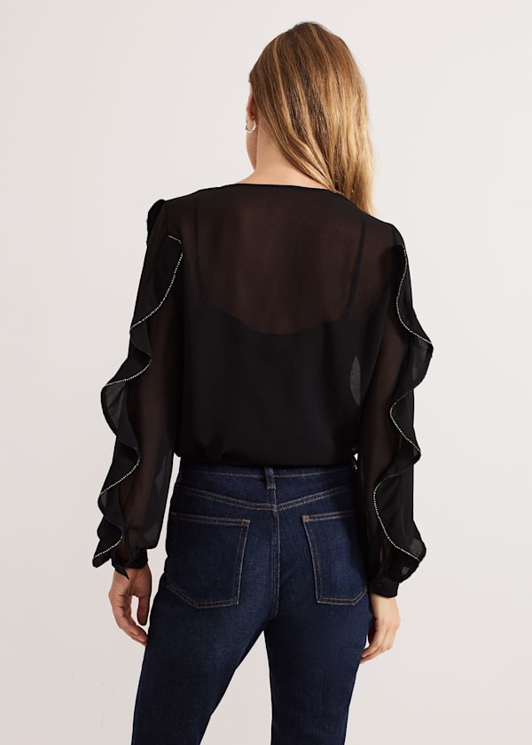 Cordelia Black Ruffle Blouse