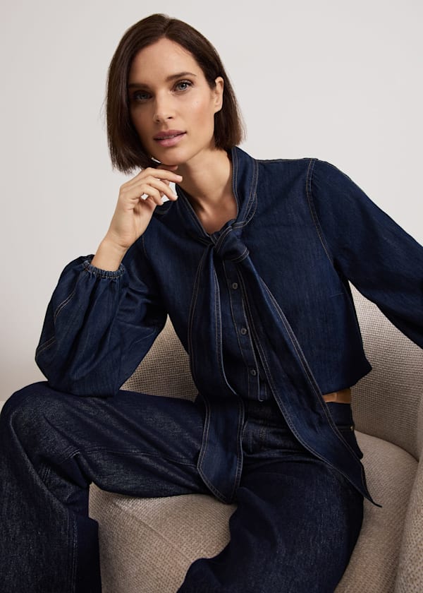 Penelope Denim Tie Blouse