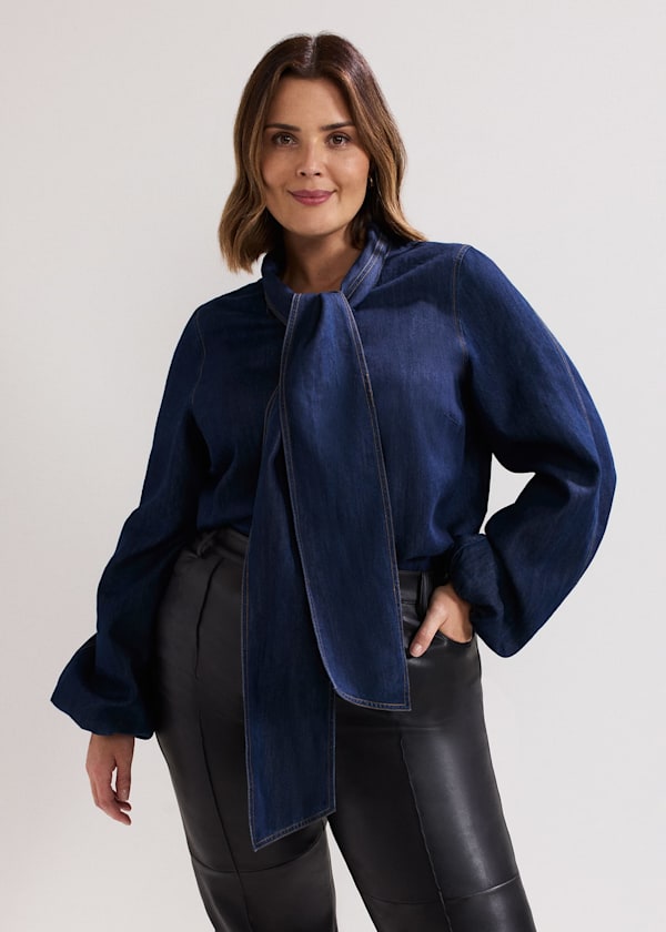 Penelope Denim Tie Blouse