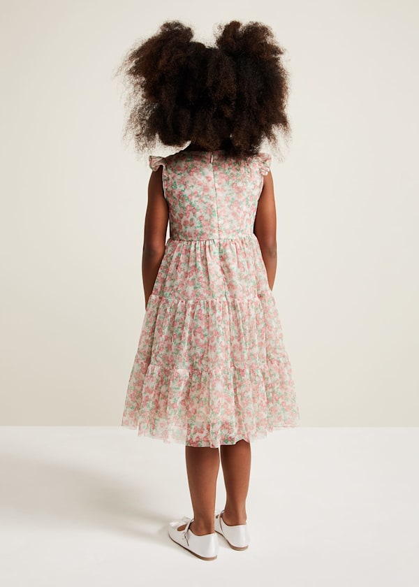 Asha Mesh Floral Smock Dress