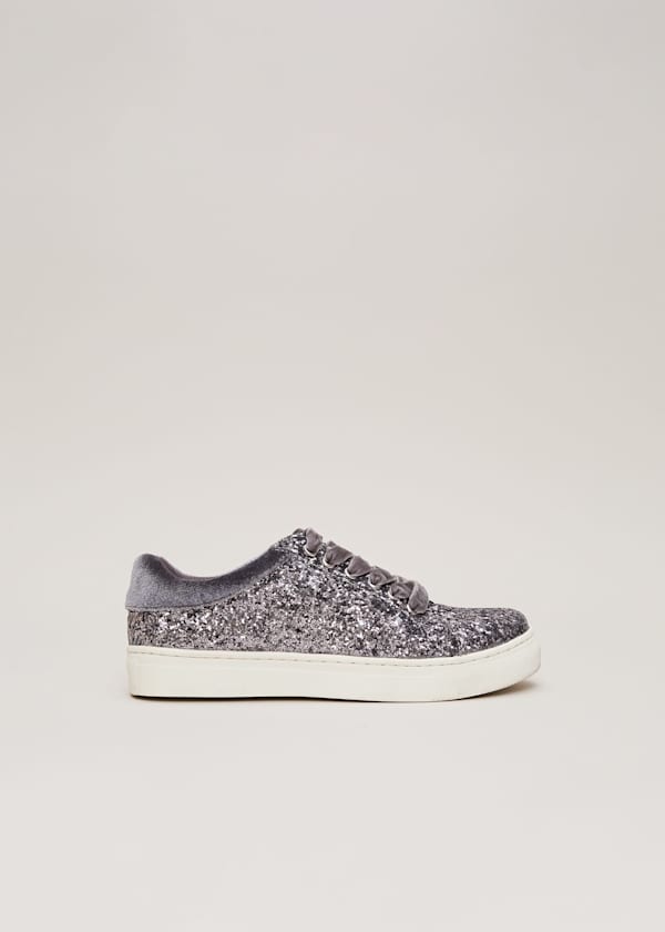 Grey Glitter Trainers
