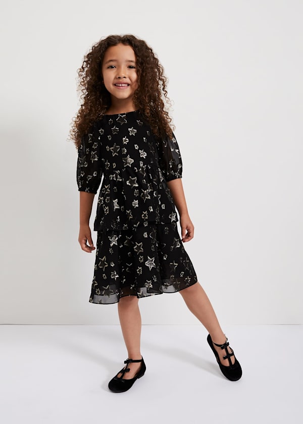 Nala Black Sparkly Smock Dress