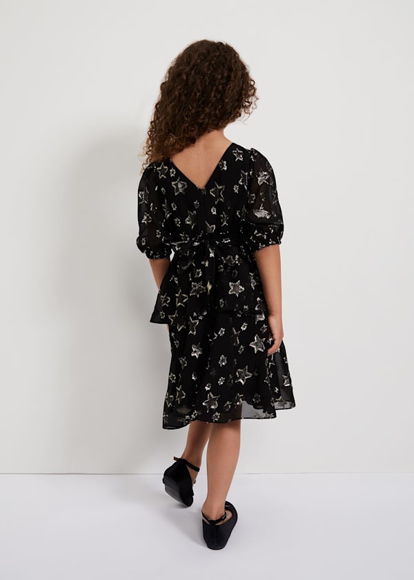 Nala Black Sparkly Smock Dress