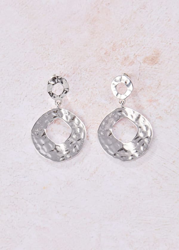 Margarita Silver Plated Hammered Disc Earrings
