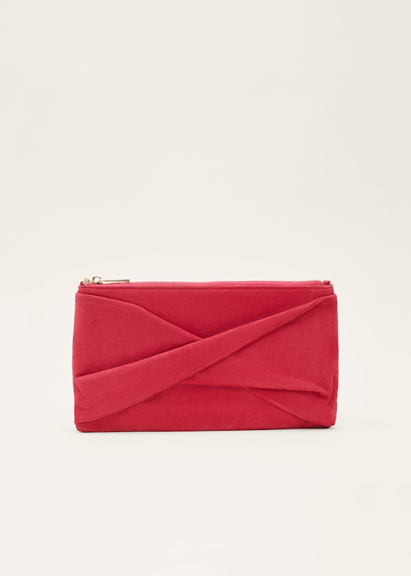 Clutch-Tasche aus rotem Wildleder