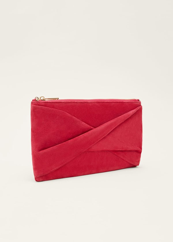 Red Suede Clutch Bag