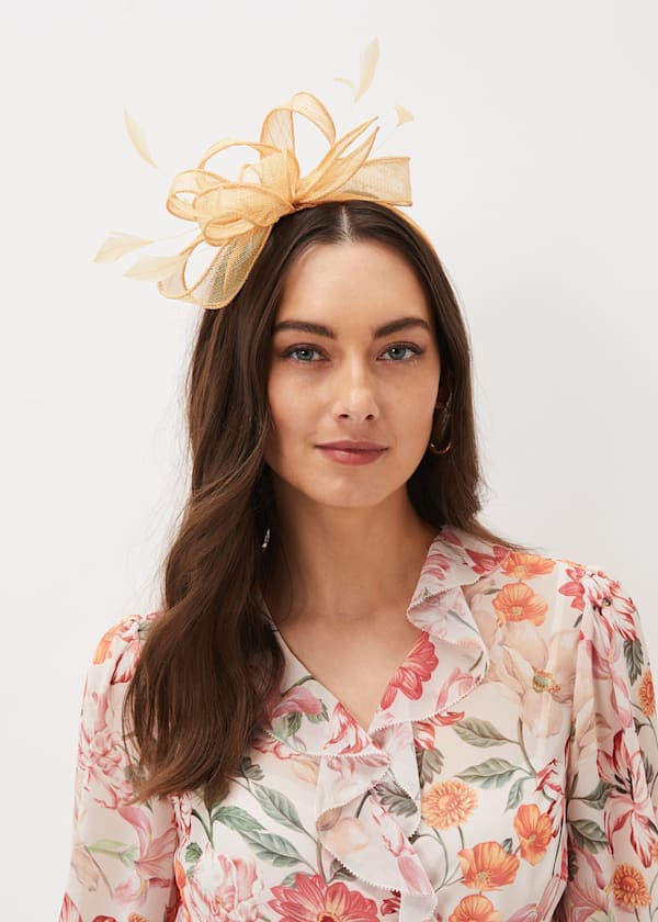 Yellow Bow And Feather Headband